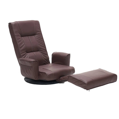 360° Swivel Floor Chair, 14-Position Adjustable Backrest & Footrest