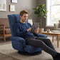 360° Swivel Floor Chair with 14 Reclining Positions – Linen Fabric