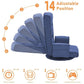 360° Swivel Floor Chair with 14 Reclining Positions – Linen Fabric