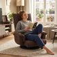 360° Swivel Floor Chair with 14 Reclining Positions – Linen Fabric