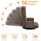 360° Swivel Floor Chair with 14 Reclining Positions – Linen Fabric