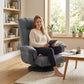 360° Swivel Floor Chair with 14 Reclining Positions – Linen Fabric