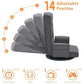 360° Swivel Floor Chair with 14 Reclining Positions – Linen Fabric