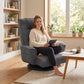 360° Swivel Linen Floor Chair with 14 Reclining Positions