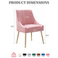 Luxury Velvet Chairs with Gold Metal Legs, Beige High-Back Design – Perfect for Dining Room, Kitchen, or Vanity
