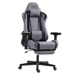PU leather gaming chair with high back and retractable footrest