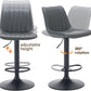 Adjustable Bar Stools Faux Leather Swivel Bar Stools with Backs & Footrest, Height Adjustable Bar Chairs