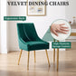 Luxury Velvet Chairs with Gold Metal Legs, Beige High-Back Design – Perfect for Dining Room, Kitchen, or Vanity