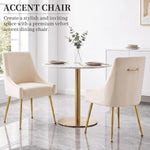 Padded velvet dining chair with decorative metal legs