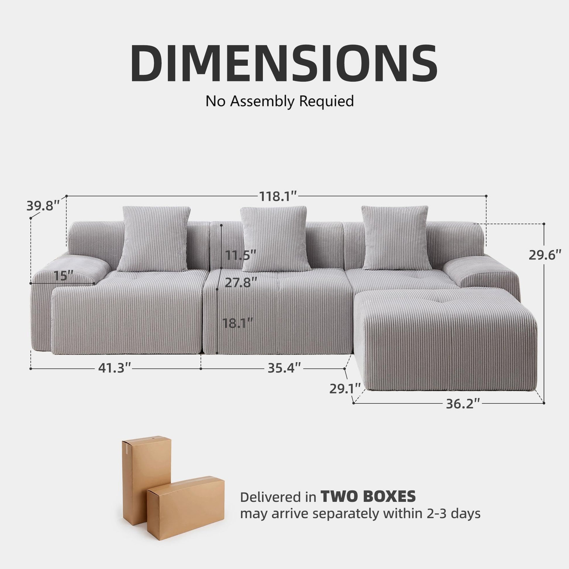 boneless sectional couch