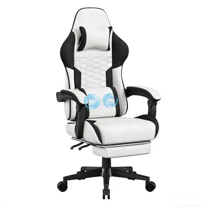 Ergonomic High Back Leather Gamer Chair with Footrest - Adjustable