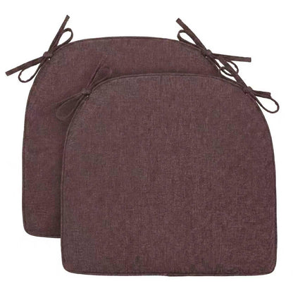 Soft D-Shaped Chair Cushions (Set of 2) Thick Seat Pads with Ties & Removable Cover