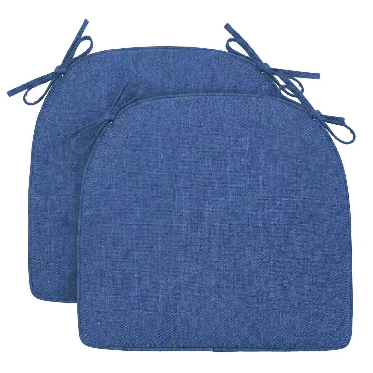 Soft D-Shaped Chair Cushions (Set of 2) Thick Seat Pads with Ties & Removable Cover