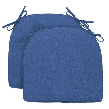 Soft D-Shaped Chair Cushions (Set of 2) Thick Seat Pads with Ties & Removable Cover