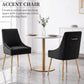 Luxury Velvet Chairs with Gold Metal Legs, Beige High-Back Design – Perfect for Dining Room, Kitchen, or Vanity