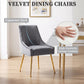 Luxury Velvet Chairs with Gold Metal Legs, Beige High-Back Design – Perfect for Dining Room, Kitchen, or Vanity