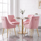 Luxury Velvet Chairs with Gold Metal Legs, Beige High-Back Design – Perfect for Dining Room, Kitchen, or Vanity