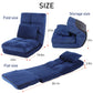 blue velvet foldable floor chair adjustable, cushioned floor chair no legs