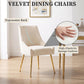 Luxury Velvet Chairs with Gold Metal Legs, Beige High-Back Design – Perfect for Dining Room, Kitchen, or Vanity