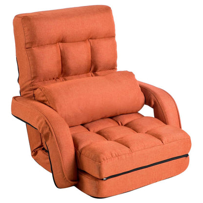 Adjustable Floor Chair with Pillow & Armrests