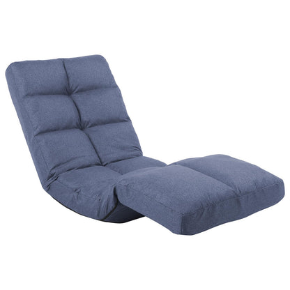 Linen Fabric Floor Lounge Chair with Footrest – Multi-Angle Adjustable Gaming Cushion