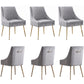 Luxury Velvet Chairs with Gold Metal Legs, Beige High-Back Design – Perfect for Dining Room, Kitchen, or Vanity
