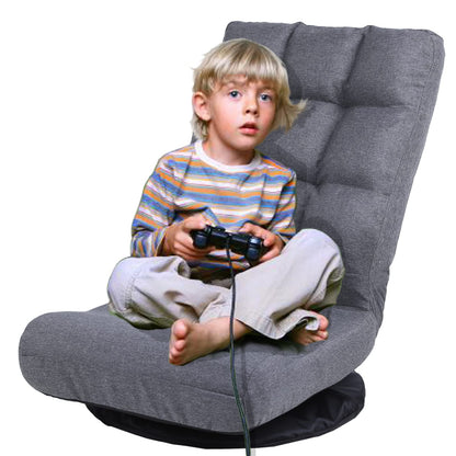 Adjustable Swivel Floor Chair | Folding Gaming & Lounge Seat with Lumbar Support