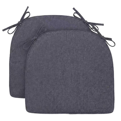 Soft D-Shaped Chair Cushions (Set of 2) Thick Seat Pads with Ties & Removable Cover