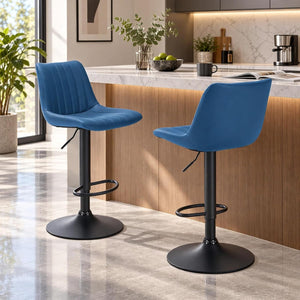 FLOGUOR adjustable faux leather swivel bar stool with back and footrest for dining and kitchen seating