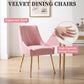 Luxury Velvet Chairs with Gold Metal Legs, Beige High-Back Design – Perfect for Dining Room, Kitchen, or Vanity