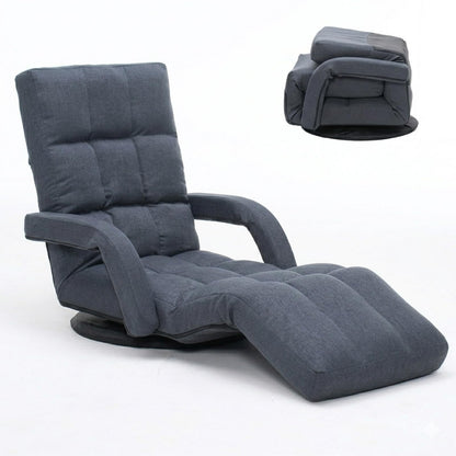 360° Swivel Floor Chair with 14 Reclining Positions & Footrest