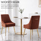 Luxury Velvet Chairs with Gold Metal Legs, Beige High-Back Design – Perfect for Dining Room, Kitchen, or Vanity