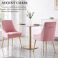 Luxury Velvet Chairs with Gold Metal Legs, Beige High-Back Design – Perfect for Dining Room, Kitchen, or Vanity