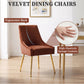 Luxury Velvet Chairs with Gold Metal Legs, Beige High-Back Design – Perfect for Dining Room, Kitchen, or Vanity