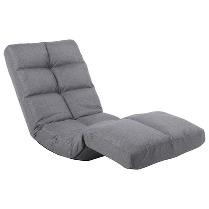 Linen Fabric Floor Lounge Chair with Footrest – Multi-Angle Adjustable Gaming Cushion