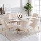 Luxury Velvet Chairs with Gold Metal Legs, Beige High-Back Design – Perfect for Dining Room, Kitchen, or Vanity