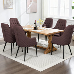 FLOGUOR modern tufted faux leather dining chair