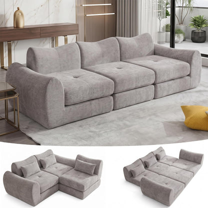 FLOGUOR 102" Modular Boneless Couch – Convertible Sofa Bed with Deep Seat & Cloud-Like Comfort