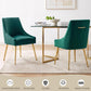 Luxury Velvet Chairs with Gold Metal Legs, Beige High-Back Design – Perfect for Dining Room, Kitchen, or Vanity