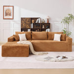 FLOGUOR L-shaped corduroy boneless couch with deep seat for relaxed lounging