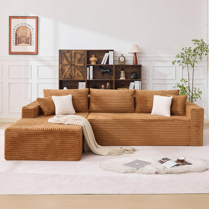 Modular Corduroy Cloud Sectional Sofa with Deep Seat & Memory Foam