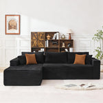FLOGUOR L-shaped corduroy boneless couch with deep seat with frameless foam design