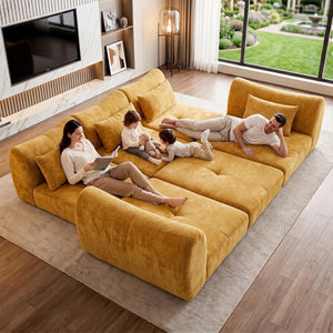 FLOGUOR 102-inch modular boneless couch and convertible sofa bed for living room lounging