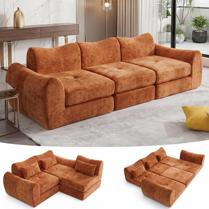 FLOGUOR 102" Modular Boneless Couch – Convertible Sofa Bed with Deep Seat & Cloud-Like Comfort