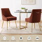 Luxury Velvet Chairs with Gold Metal Legs, Beige High-Back Design – Perfect for Dining Room, Kitchen, or Vanity