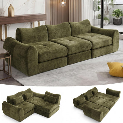 FLOGUOR 102" Modular Boneless Couch – Convertible Sofa Bed with Deep Seat & Cloud-Like Comfort