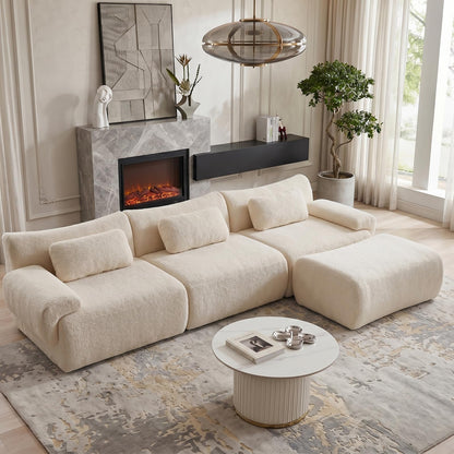 126in Sectional Boneless Couch L Shaped Convertible Modular Sofa No Assembly
