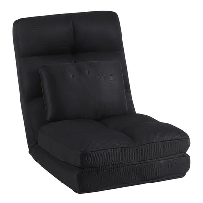 14-Position Adjustable Floor Chair with Pillow – Breathable Mesh Fabric