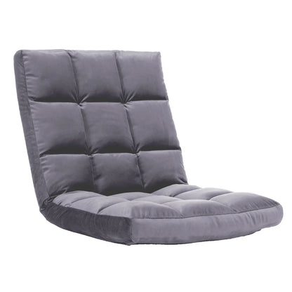 Gray foldable floor chair for gaming and reading
