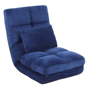 14-Position Adjustable Floor Chair with Pillow – Suede Fabric